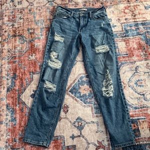 Ripped jeans size 3/26w low rise boyfriend jeans light blue